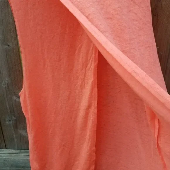 Juniors Tank Top Medium 7/9 Bright Orange Love w/Stars Slit Open Back NWOT - Picture 11 of 12